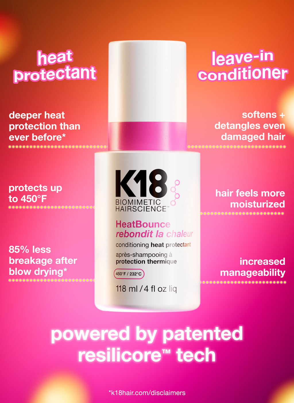 K18 HeatBounce Conditioning Heat Protectant 118 ml
